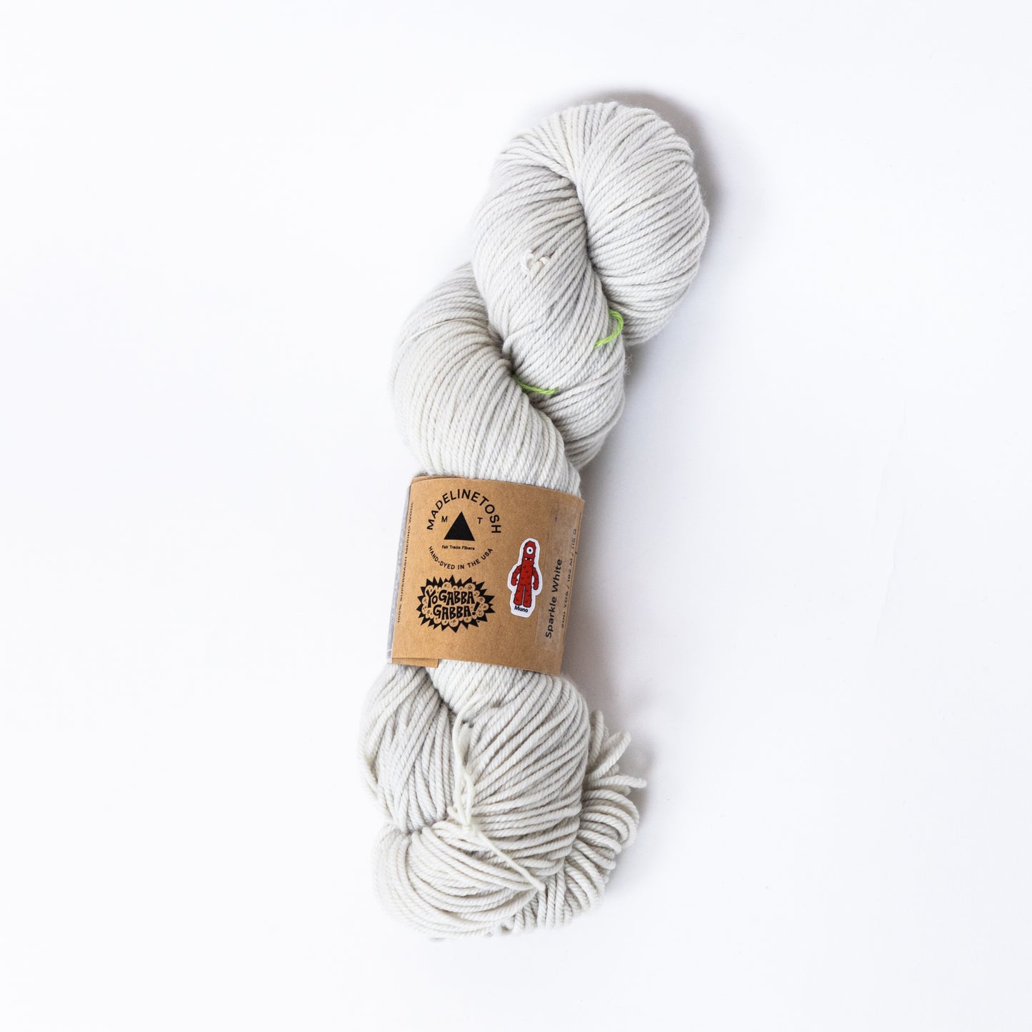 Yo Gabba Gabba! Sparkle White Yarn Skein by Madelinetosh