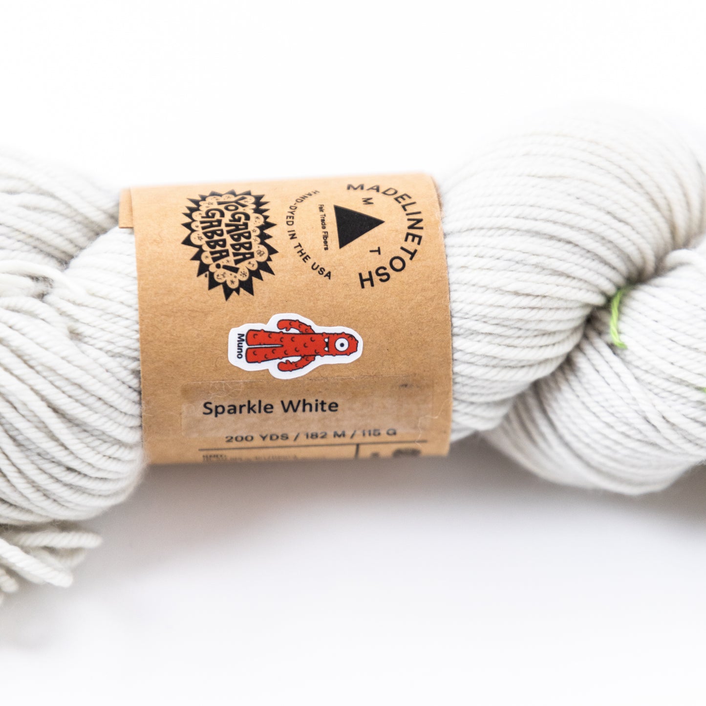 Yo Gabba Gabba! Sparkle White Yarn Skein by Madelinetosh