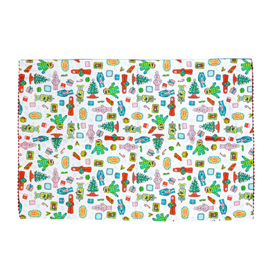 Classic Christmas Party Print Tea Towel