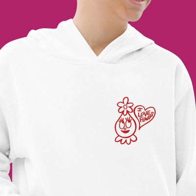 Youth Foofa "I Love Flowers!" Embroidered Fleece Hoodie