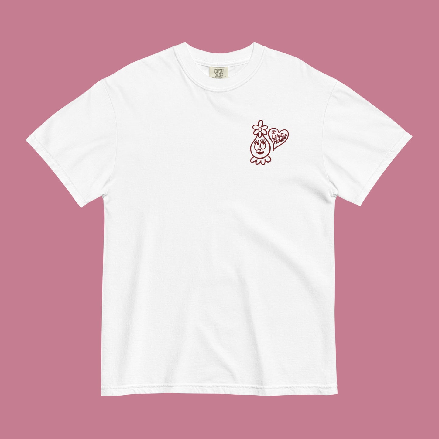 Adult Foofa "I Love Flowers!" Embroidered Tee