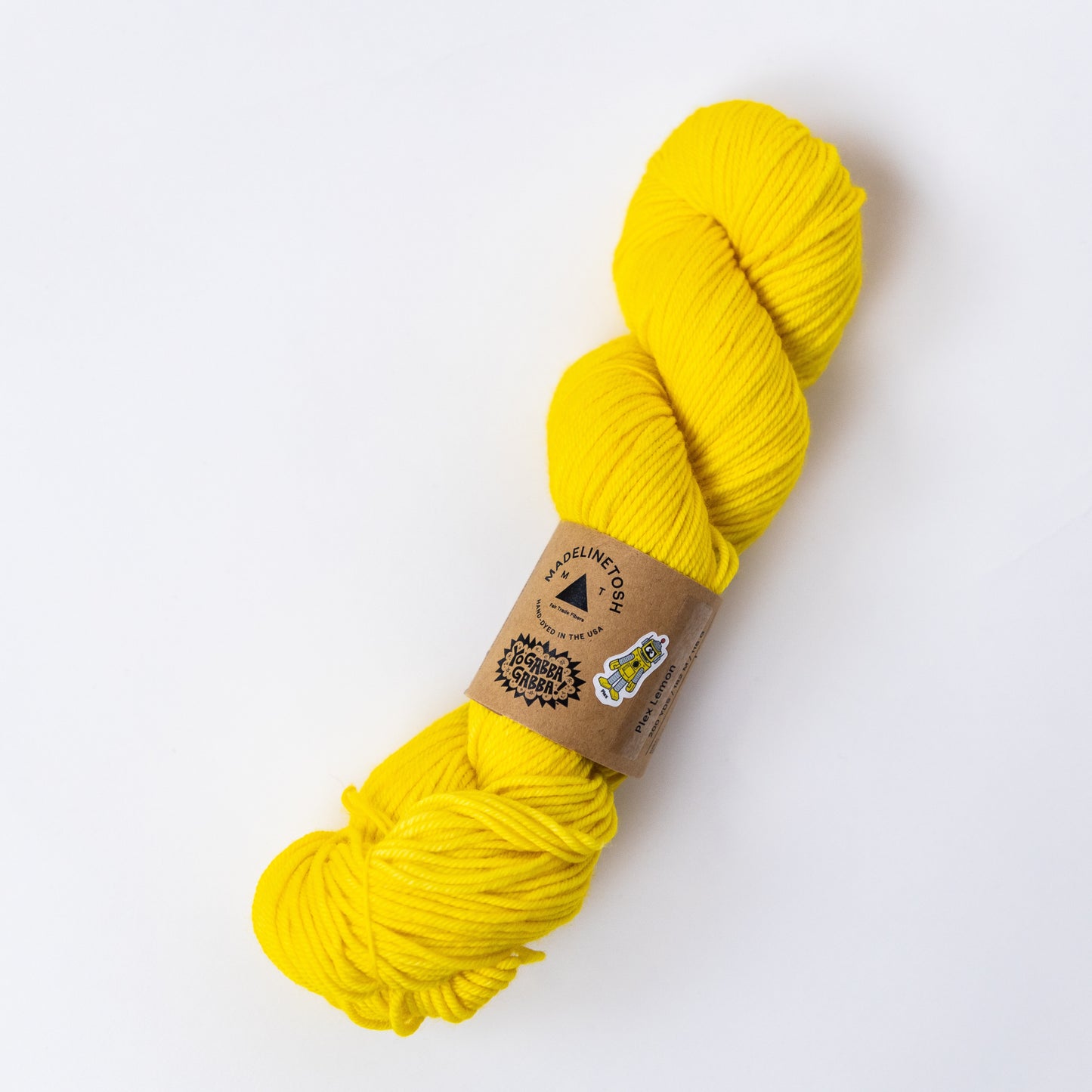 Yo Gabba Gabba! Plex Lemon Yarn Skein by Madelinetosh