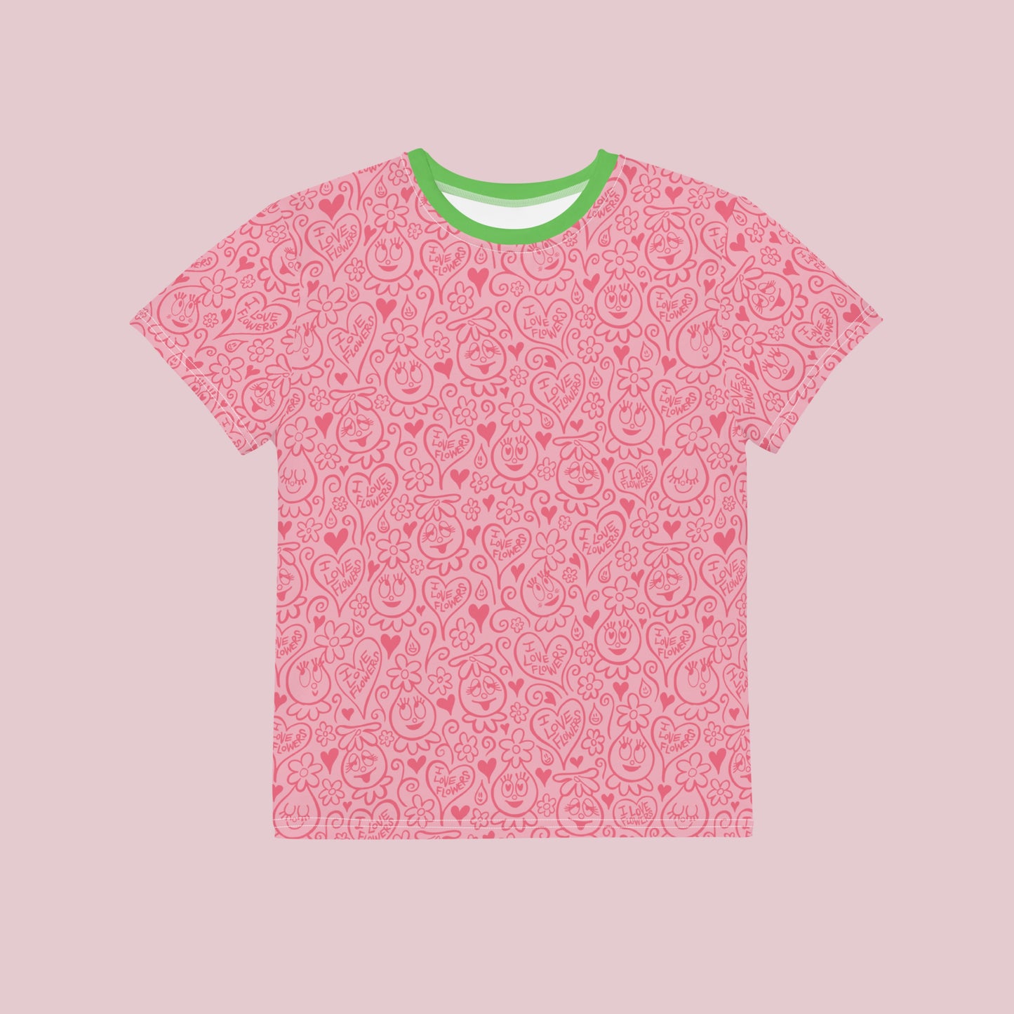 Youth Foofa "I Love Flowers!" Petal Pink Print Tee