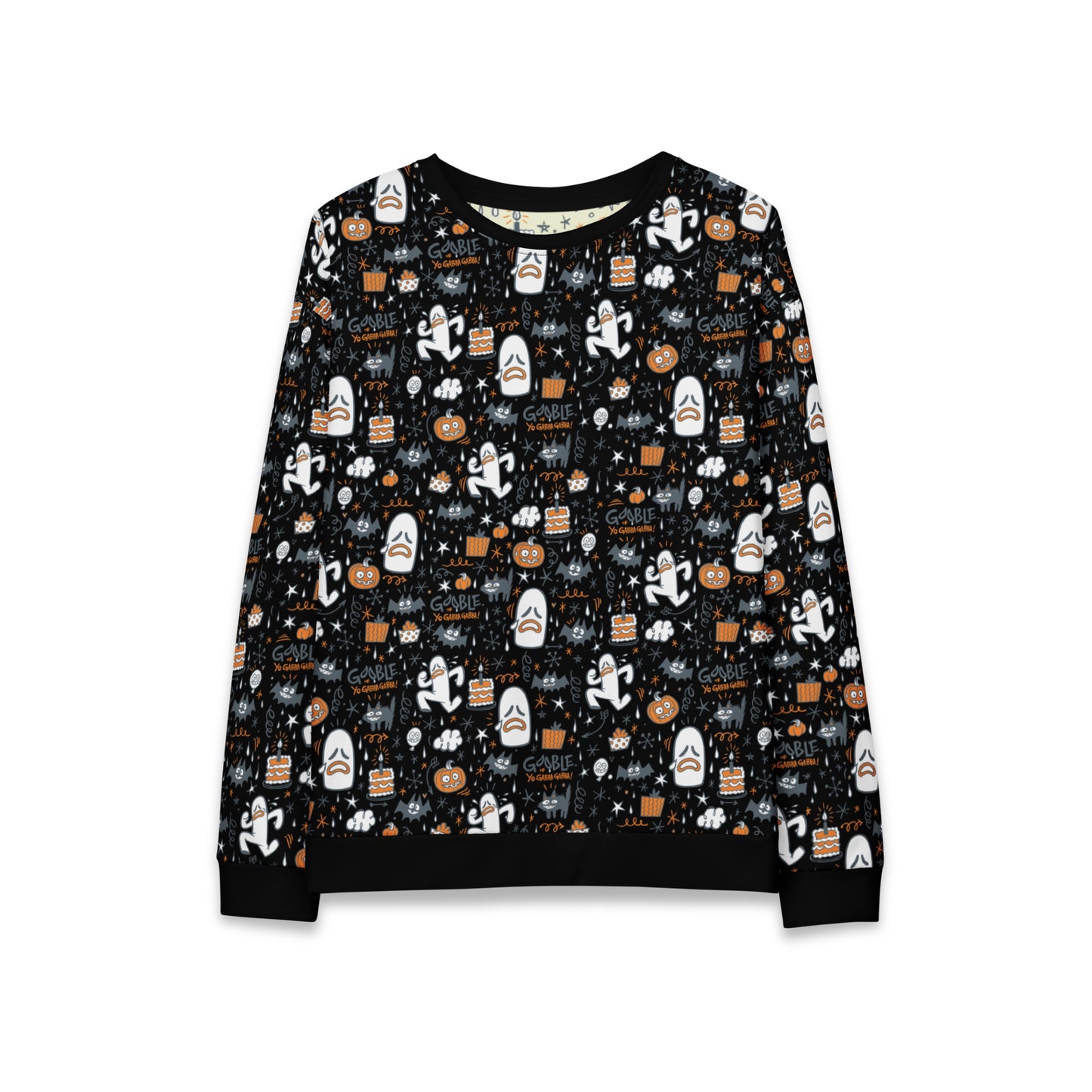 Adult Gooble Black Fall Festival Pattern Sweatshirt