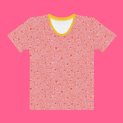 Women's Foofa "I Love Flowers!" Orangello Print Tee