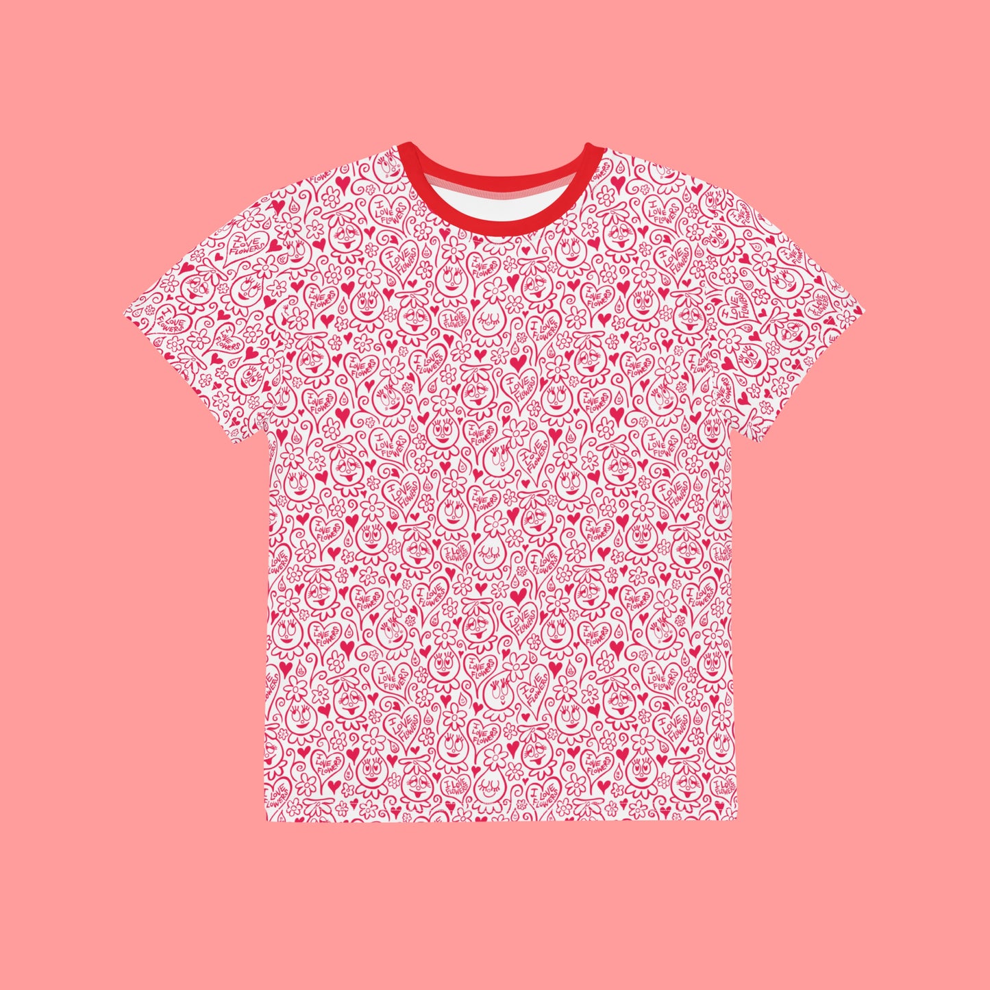 Youth Foofa "I Love Flowers!" Berries & Cream Print Tee