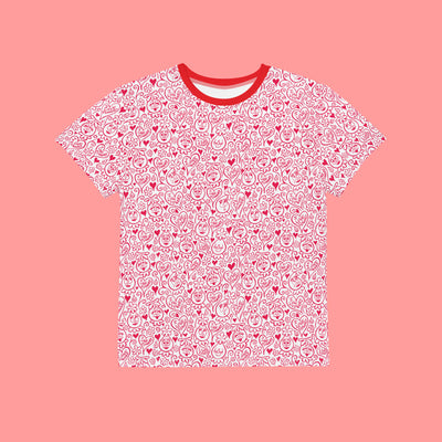 Youth Foofa "I Love Flowers!" Berries & Cream Print Tee